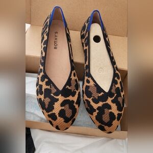 Rothy’s The Point Leopard Flats Women’s Size 8 Knit Slip On Animal Print Shoes